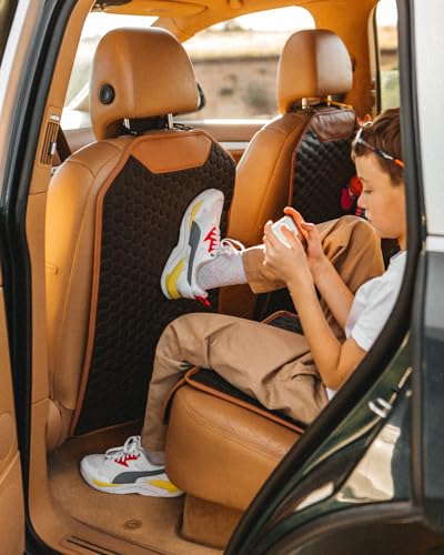 Owleys Kick Mat Back Seat Protector - Car Back Seat Cover for Kids Feet - Waterproof & Sturdy Protector for Upholstery from Dirt, Mud, Scratches and Stain (Hexy) - color: Hexy