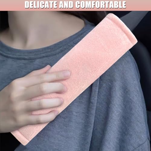 2PCS Car Seat Belt Pads Cover - Soft Fluff Car Seat Belt Shoulder Strap Cover Harness Pad Protect Your Neck - Universal Comfortable Seatbelt Strap Cushion for Most Cars & Backpacks (Pink) - color: Pink