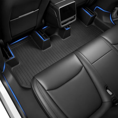SUPER LINER 2025 2026 Tesla Model Y Juniper Floor Mats & Accessories & Extra-Thick TPE Cargo Liners CabinProtect™ for 5-Seater | All-Weather Pet & Child-Friendly System(Only fit Premium&Performance) - size: 10-Piece Set | Large