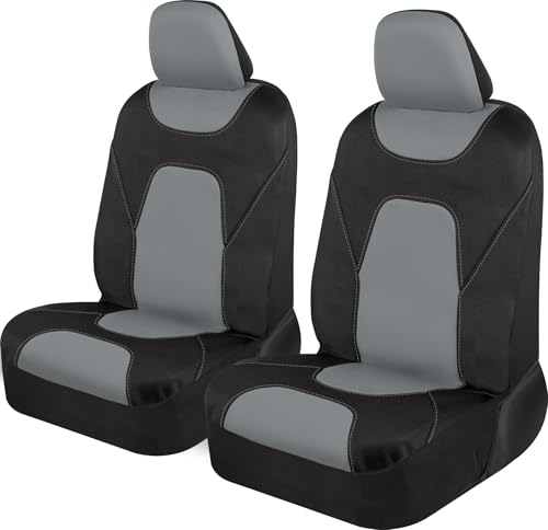 Motor Trend AquaShield Waterproof Front Seat Covers, Gray Seat Covers for Cars – Neoprene Front Car Seats Cover, SUV Seat Covers Protector - Car Interior Cover for Auto, Trucks, & Dog Owners - color: a2-Black & Gray Front Seats