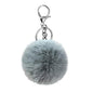 Cute Faux Rabbit Fur Ball Pom Pom Keychain Car Key Ring Handbag Tote Bag Pendant Purse Charm - color: Gray