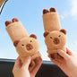 2 PCS Seat Belt Cover Pad, Cute Kawaii Animal Capybara Seatbelt Covers for Kids, Soft Seatbelt Cushion, Car Seat Strap Pads (Brown)