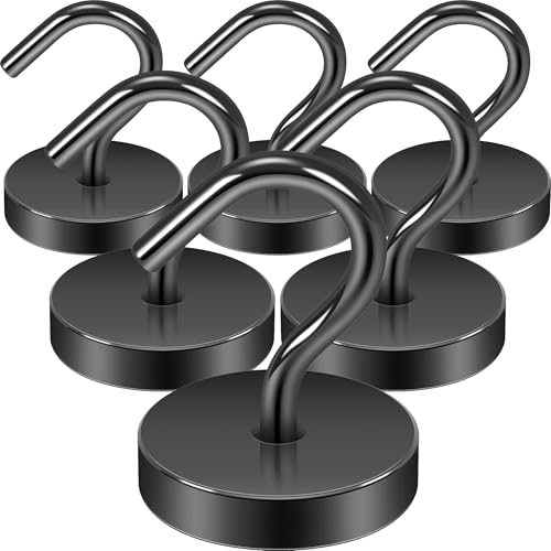 Neosmuk Magnetic Hooks Large Opening, Cruise Ship Essentials, 80lb+ Heavy Duty Magnetic Hooks for Cruise Cabins, Refrigerator, Grill, Hanging, and Travel | Extra Strong Must-Haves Magnet Hook,Black - color: Black