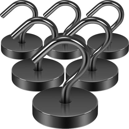 Neosmuk Magnetic Hooks Large Opening, Cruise Ship Essentials, 80lb+ Heavy Duty Magnetic Hooks for Cruise Cabins, Refrigerator, Grill, Hanging, and Travel | Extra Strong Must-Haves Magnet Hook,Black - color: Black