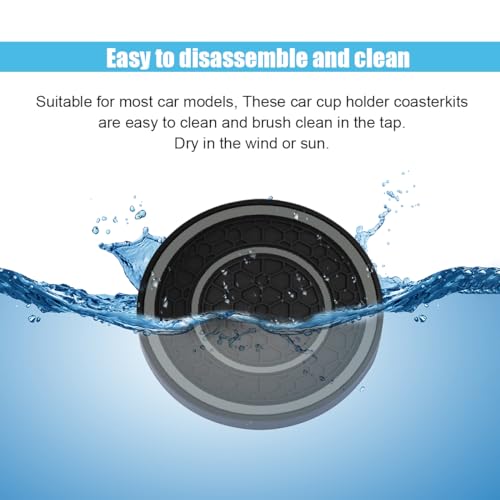 2PCS Car Cup Holder Coasters, 2.75 Inch Auto Non-Slip Anti Dust Cup Mats, Console Cup Holder Insert Coaster Auto Insulated Mats, Universal Interior Accessories for Most Cars (Gray) - color: Gray