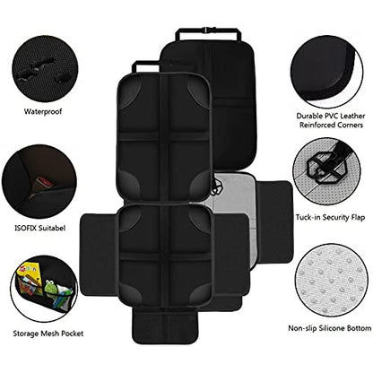 Car Seat Protector for Kids 2 Pack with Non-Slip Function and Seat Side Wings Made of Anti-Stain and Water Proof Durable Oxford and PVC Material Suitable for Most Vehicles