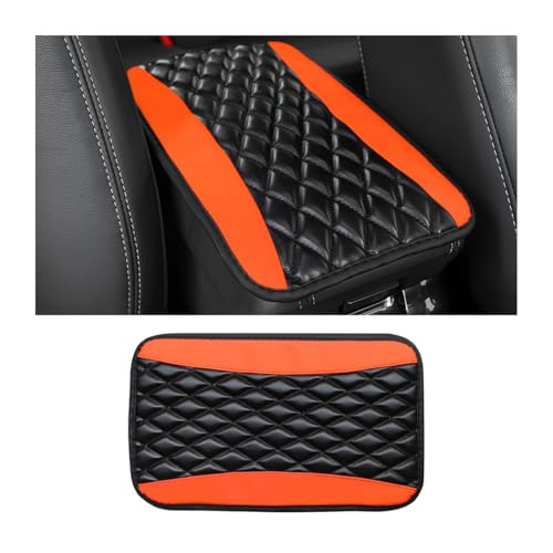 Car Center Console Cushion Pad, Universal Leather Waterproof Armrest Seat Box Cover Protector,Comfortable Car Decor Accessories Fit for Most Cars, Vehicles, SUVs (Orange) - color: Orange