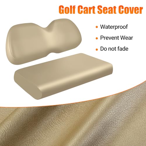Golf Cart Front Seat Covers Staple On Replacement for Club Car Precedent 2004+ Golf Cart Seat Beige Micro Fiber Leather Seat Cover - color: Beige, size: Club Car Precedent 2004+