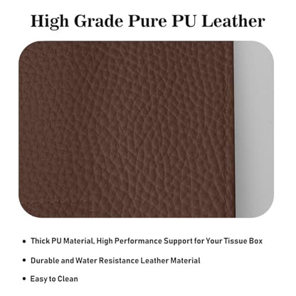Tissue Box Cover Holder Square Tissue Cube Cover PU Leather Tissue Organizer with Bottom Belt for Bathroom, Tabletop, Car, Night Stands, Office, Home, Kitchen (1, CoffeeBrown) - color: Coffeebrown
