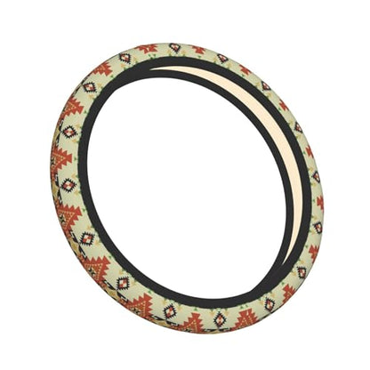 Ethnic Aztec Geometric Native Boho Car Steering Wheel Cover,Non-Slip Elastic Neoprene-Sweat Car Accessories,Universal 15 Inch Fit Auto, Vans Trucks,Suvs, Truck - color: Ethnic Aztec