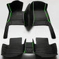 Custom Waterproof Leather Car Floor Mats Fit for Most Car SUV Truck & Sportscar All Weather Protection Vehicles (Black+Green bar) - color: Black+Green bar