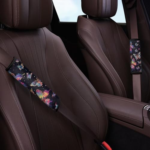 Dreaweet Butterfly Car Accessories Seatbelt Covers for Women Soft Comfortable Seat Belt Cover Pad 2 Pack Universal Seat Belt Covers Car Seat Shoulder Strap Pads Washable - color: Butterfly