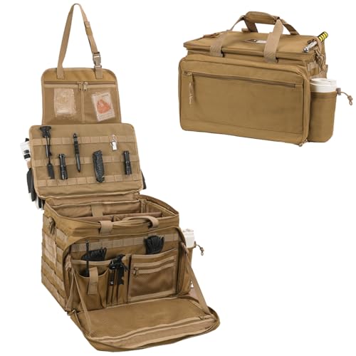 SCAVATA Patrol Bag Law Enforcement, Police Gear Car Front Seat Vehicle Organizer Bags with MOLLE System (Khaki) - color: Khaki