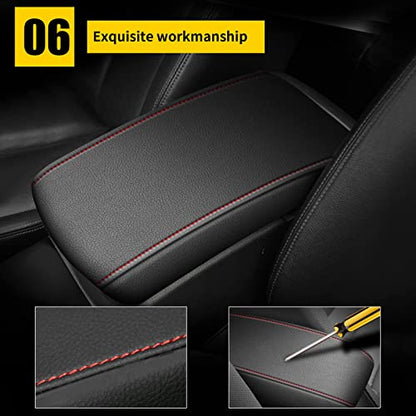 AOMSAZTO Leather Center Console Cover for Honda Civic 2015 2014 2013 2012 Armrest Cover - color: Black-4