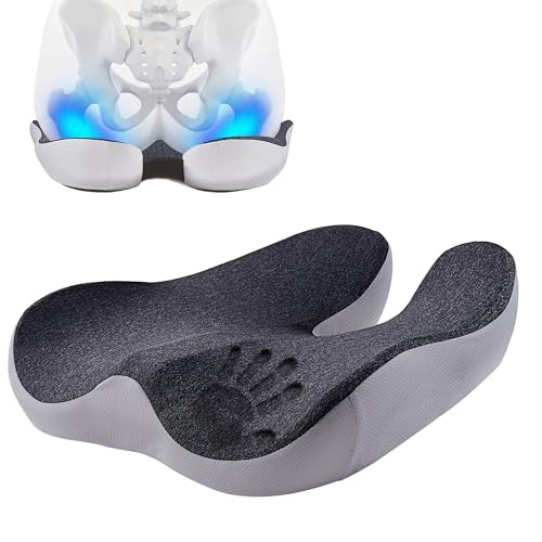 Pressure Relief Seat Cushion for Long Sitting Hours on Office/Home Chair, Car, Wheelchair - Extra-Dense Memory Foam for Hip, Tailbone, Coccyx, Sciatica-Black (Light Edge) - color: Black (Light Edge)