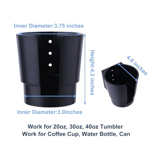 Universal Large Cup Holder Wall Mount, Heavy Duty Plastic Drink Holder for Boat Car Truck RV Bus Tractor Wall Wood, Vertical or Horizontal Mount, Fit Most Cups, Bottles, Cans, Tumblers Black Pack of 1
