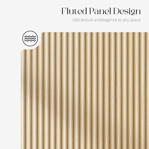Sideboard Buffet Cabinet with Storage - 47" Fluted Coffee Bar Cabinets Credenza with Adjustable Shelves, Accent Buffets & Sideboards Console, Wood Side Board for Living Room, Kitchen, Entryway - color: Natural Wood
