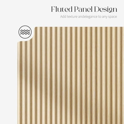 Sideboard Buffet Cabinet with Storage - 47" Fluted Coffee Bar Cabinets Credenza with Adjustable Shelves, Accent Buffets & Sideboards Console, Wood Side Board for Living Room, Kitchen, Entryway - color: Natural Wood