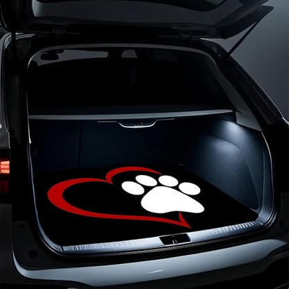 Universal Car Trunk Mat 29" x 39", Paw Print Heart All Weather Trunk Protection Cargo Liner, Durable Cargo Mat Rear Trunk Liner, Stylish Vehicle Interior Accessories Suitable for Most Car Models - color: Paw Print Heart