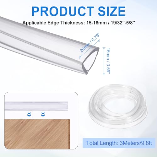 uxcell Clear Edge Trim, 9.8Ft Silicone U Channel Edge Protector, Edges Guards Fits 19/32"-5/8" for Car Doors Sheet Metal Parts (13/16" W x 9/16" H) - size: 9.8Ft x 13/16" x 9/16", Fits 19/32"-5/8"
