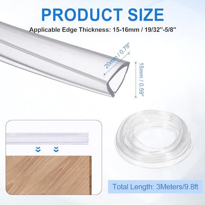 uxcell Clear Edge Trim, 9.8Ft Silicone U Channel Edge Protector, Edges Guards Fits 19/32"-5/8" for Car Doors Sheet Metal Parts (13/16" W x 9/16" H) - size: 9.8Ft x 13/16" x 9/16", Fits 19/32"-5/8"