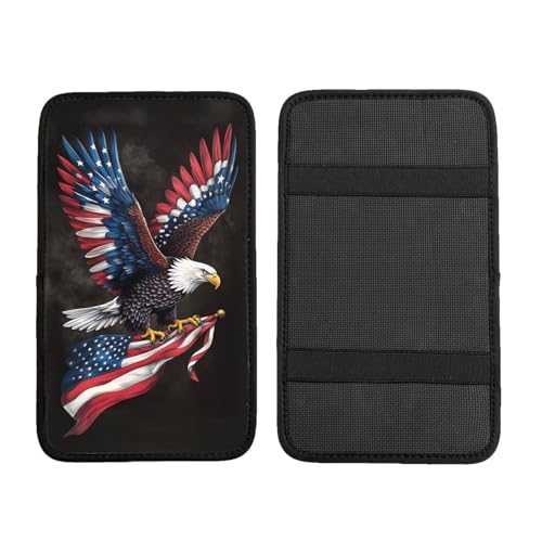 Universal Car Center Console Cushion Pad, Eagle Flag Soft Waterproof Car Center Console Cover Auto Armrest Seat Box Cover Protector for Most Vehicle SUV Truck Car - color: Eagle Flag