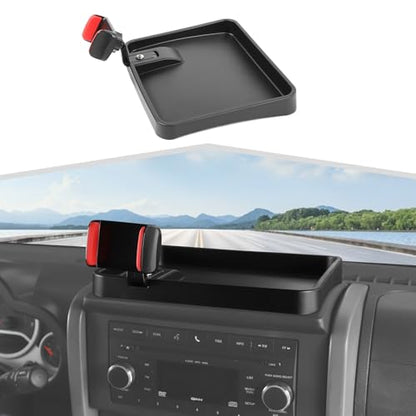 for Jeep JK JKU Cell Phone Holder Dash Mount Center Console Tray Storage Box Dashboard Organizer for 2007-2010 Jeep Wrangler JK JKU, Black+Red