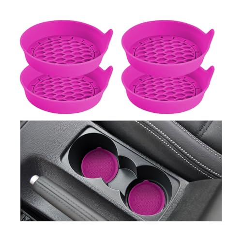 4PCS Car Cup Holder Coasters, Silicone Non-Slip Recessed Automotive Cup Mats, Vehicle Interior Insulation Drink Insert Pads Decor Accessories, Universal for SUV Truck Van (Dark Violet) - color: Dark Violet