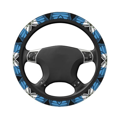 Butterfly Guatemala Flag Breathable Neoprene Steering Wheel Cover - Anti-Slip Floral Design Universal Fit for Cars/Trucks/Suvs (14.5"-15" Inch) - color: Butterfly Guatemala Flag