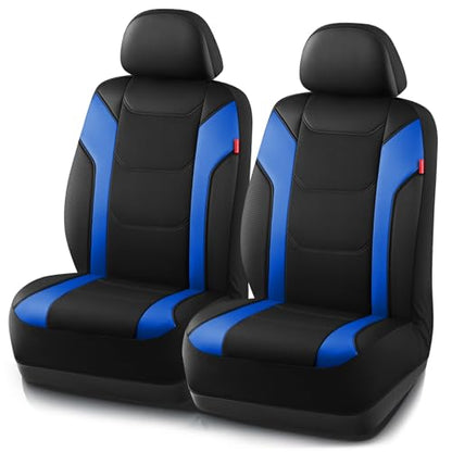 Rubbermaid Leather Car Seat Cover – Universal Front Seat Cover, Airbag Compatible, Easy to Install, Water-Resistant and Durable Automotive Seat Cover for Cars, Trucks, SUVs, Vans – Blue - color: Blue