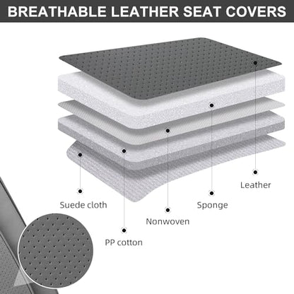 TIEHESYT Car Seat Covers Full Set, Breathable Leather Automotive Front and Rear Seat Covers, Car Seat Protectors Full Set, Compatible with Most Vehicles, SUV (Graceful Gray, Front Pair) - color: Graceful Gray, size: Front Pair Headrestless