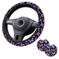 Purple Butterfly Steering Wheel Cover - Beauty Butterfly Wheel Cover Anti-Slip Breathable Universal for 15 Inch Car Steering Wheel Cover with 2 Pieces Car Coasters Suitable for Men Women - color: Butterfly 2