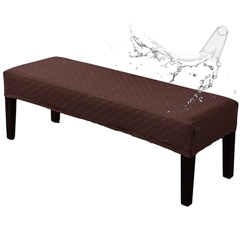 Genina Stretch Dining Bench Covers, Waterproof Stretch Jacquard Bench Seat Protector Cover, Rectangular Bench Cover for Bedrooms, Living Rooms, Kitchens, Removable, Washable-Chocolate - color: Chocolate, size: Argyle