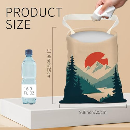 Hanging Car Garbage Bag, Cute Car Trash Can Bag, Automotive Accessories for Women Men Mountain Lake Reflection