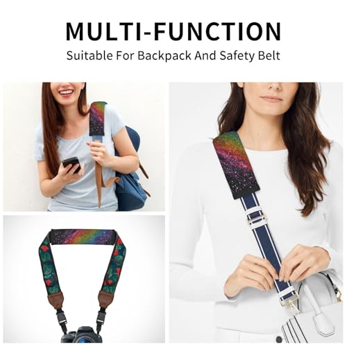 Rainbow Steering Wheel Cover Elastic Non-Slip Car Steering Wheel Covers with Seat Belt Shoulder Pad for Women Men - color: Rainbow