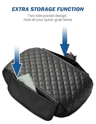 JOYTUTUS Center Console Cover Compatible with 2010-2024 4Runner, Leather Arm Rest Armrest Cover for Car, Durable Middle Console Cover, Car Arm Rest Cover Replacement, with 2 Pocket