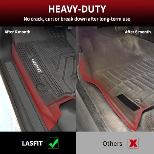 LASFIT Floor Mats for Ram 1500 2019-2024 Crew Cab and Quad Cab Front, Bucket Seat, All Weather TPE Custom Fit Car Mats Truck Front Liners 1st Row Only, Black - style: 1) 1500 | 2019-2024 | Crew Cab Front Floor Mats