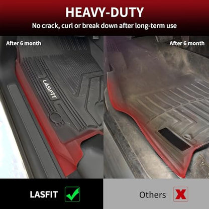 LASFIT Floor Mats for Ram 1500 2019-2024 Crew Cab and Quad Cab Front, Bucket Seat, All Weather TPE Custom Fit Car Mats Truck Front Liners 1st Row Only, Black - style: 1) 1500 | 2019-2024 | Crew Cab Front Floor Mats