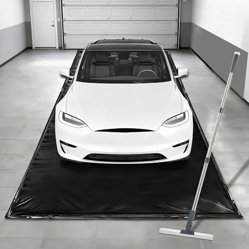 MIALUTY® Garage Floor Mat,(7'9" x 16'),Heavy Duty PVC Under Car Containment Mat with Raised Edge Waterproof Oil-Proof Non-Slip Against Snow Rain Mud All-Weather Easy to Clean - size: 7'9" x 16'