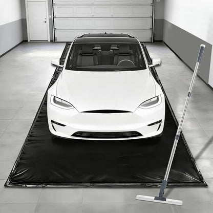 MIALUTY® Garage Floor Mat,(7'9" x 16'),Heavy Duty PVC Under Car Containment Mat with Raised Edge Waterproof Oil-Proof Non-Slip Against Snow Rain Mud All-Weather Easy to Clean - size: 7'9" x 16'