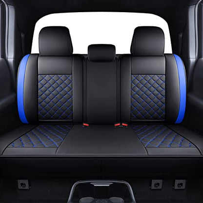 Tomatoman Tacoma Seat Covers Customized for 2005-2025 2026 4Runner Extended SR V6 Pickup Truck, Waterproof Faux Leather Car Cushions(Rear Seat, Black-Blue) - color: Rear Seat/Black-Blue