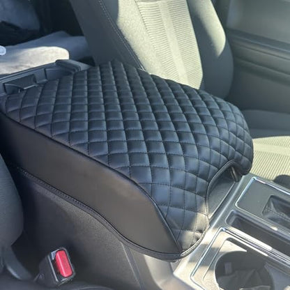 Center Console Cover for Ford F150 2015-2020, F250 F350 F450 2017-2022 and Expedition 2018-2024 Leather Arm Rest Box Lid Middle Console Cover Armrest Box Protective Cover(Bucket Seat Only) - color: Bucket Seat Console