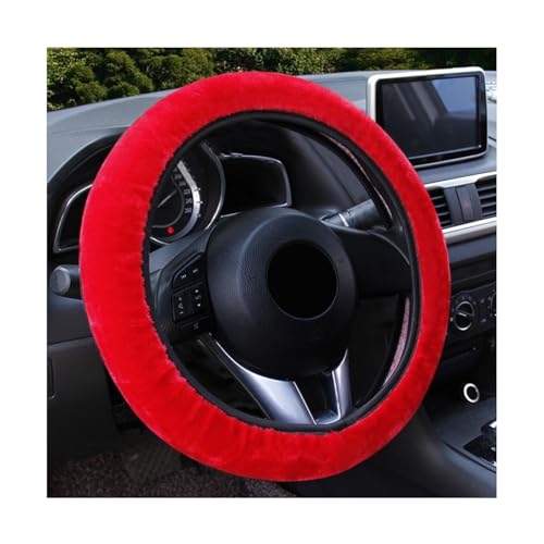 Augeny Fuzzy Car Steering Wheel Cover, Anti-Slip Soft Plush Steering Wheel Protector, 15 Inch Elastic Wheel Covers, Universal Vehicle Interior Winter Warm Accessories for Men Women (Red) - color: Red