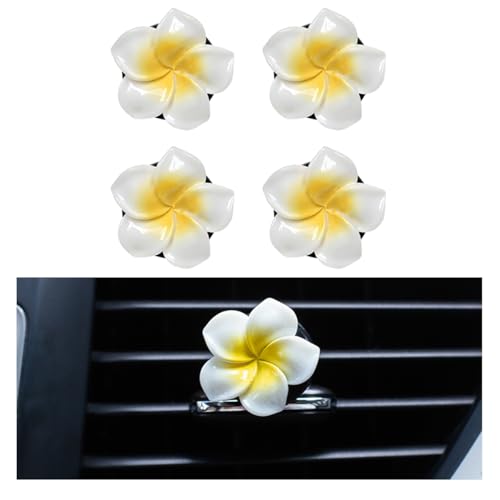 Car Flower Air Vent Clip, 4PCS Cute Tropical Daisy Flower Vehicle Air Conditioner Outlet Clamp, Charm Auto Interior Air Conditioning Decoration Accessories, Universal Fit (Flower White) - color: Flower White