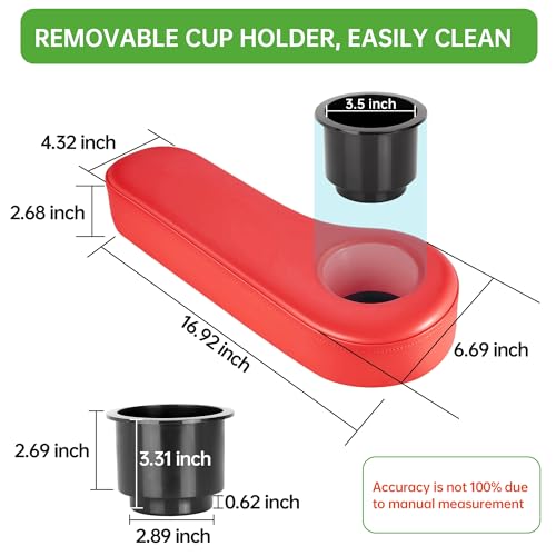 10L0L Golf Cart Rear Seat Kit Arm Rest Set with Cup Holder for Yamaha EZGO Club Car Golf Cart UV-Proof Coating Long Lasting, No Drilling Kits Include - color: red