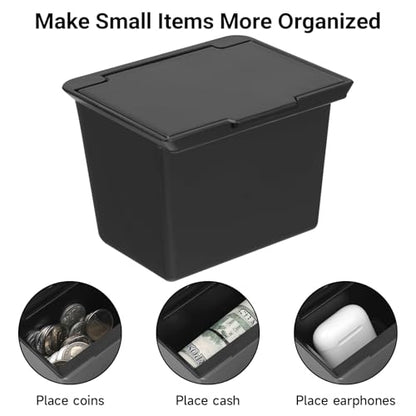 Center Console Coin Box Organizer Compatible with Toyota 2016-2020 2021 2022 2023 Tacoma Accessories ABS Material Insert Cup Holder Storage Box