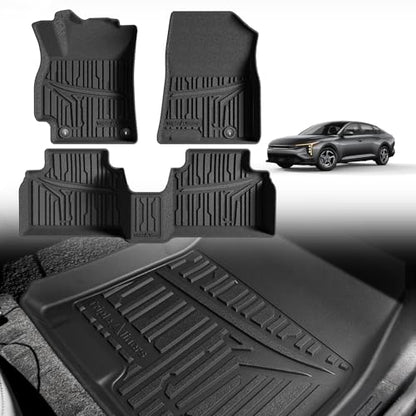 TripleAliners All Weather Floor Mats Compatible with 2024 2025 2026 KIA K4 Accessories 1st & 2nd Row Liners TPE Full Coverage Protection Waterproof Car Floor Liners - size: K4 | 2024+