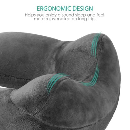 Inflatable Travel Pillow, Soft Velvet Inflatable Neck Pillow for Traveling, Airplanes, Train, Car, Office with Compact Bag, Breathable Washable Cover, Suit for Adults Sleeping - Grey - color: Grey