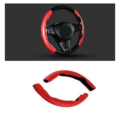 Steering Wheel Cover, 2PCS Segmented Steering Wheel Protector, Carbon Fiber Anti-Slip and Durable Car Accessory, Universal Fit for Most Cars，SUVs (Carbon Fiber Red) - color: Carbon Fiber Red