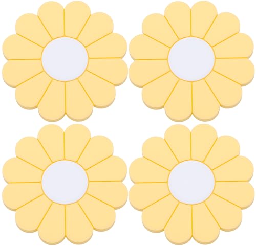 4-Pack Car Cup Holder Coaster Inserts, Daisy Shape, 2.75 Inch Non-Slip Silicone Cup Holder Insert, Universal Non-Slip Cup Holders, Car Accessories Interior for Women and Man (Yellow) - color: Yellow, size: 4 pcs